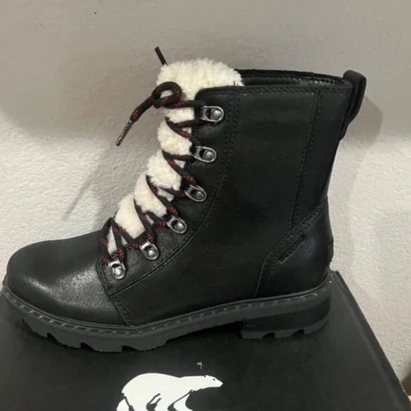 NWT SOREL Black Women's Lennox Lace Cozy Rain Boot Waterproof Suede Boots size 6 - Picture 5 of 5